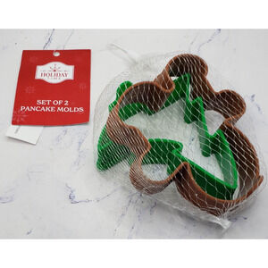 Silicone Holiday Time Pancake Molds Gingerbread Man and Christmas Tree